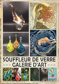 Panneau de l'atelier-boutique CJ Rousseau Glass Design et Winona Adamon