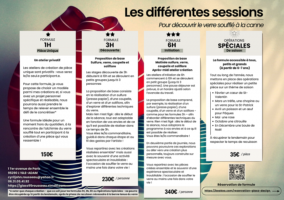 Sessions pour découvrir le verre soufflé à la canne avec Cyril-John Rousseau