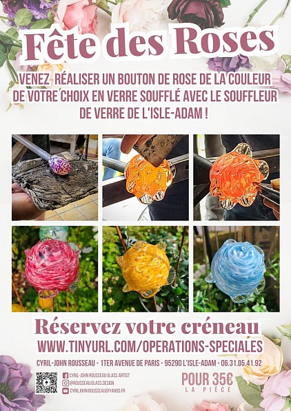 Fête des mères et des roses en verre soufflé Cyril-John Rousseau L'Isle-Adam